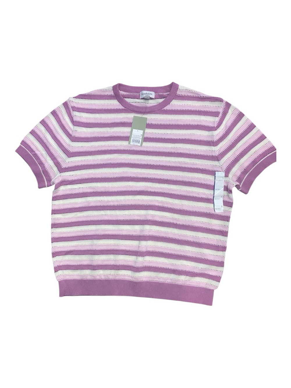 Goodfellow & Co Pink and White Striped Short Sleeve Knit Tee